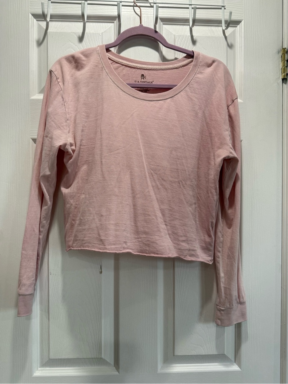U.S. Vintage Soft Pink Crewneck Cropped Tee